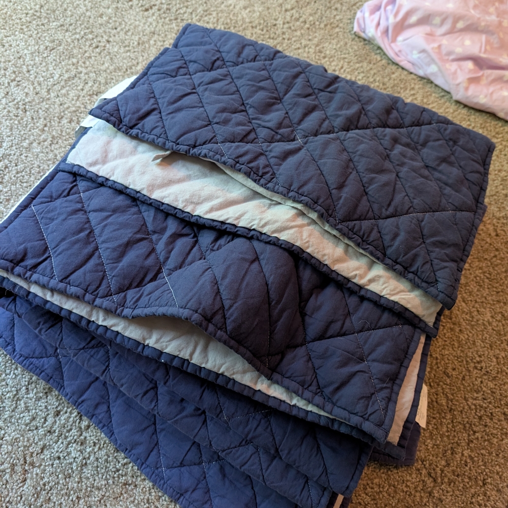 Pottery Barn Kids Dark Blue and White Quilted Blanket